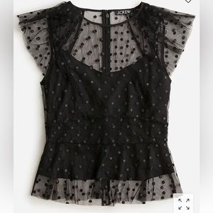 JCrew Cap-sleeve peplum top in dotted tulle